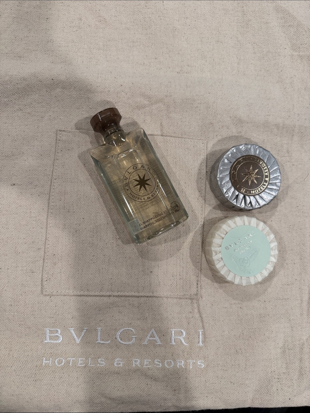 Bulgari Women Bath & Body Set - Mint and Gold and laundry bag